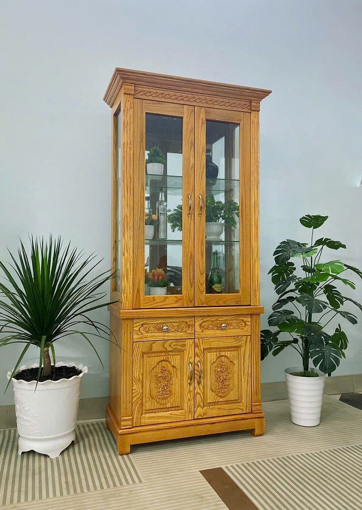 Tủ Rượu - Tủ Ly Gỗ Sồi Phòng Khách TR28