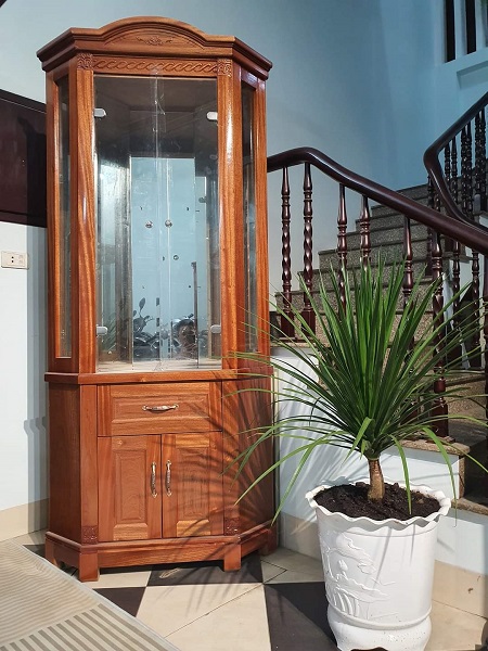 Tủ Rượu Góc - Tủ Trang Trí Phòng Khách Gỗ Xoan Đào TR25