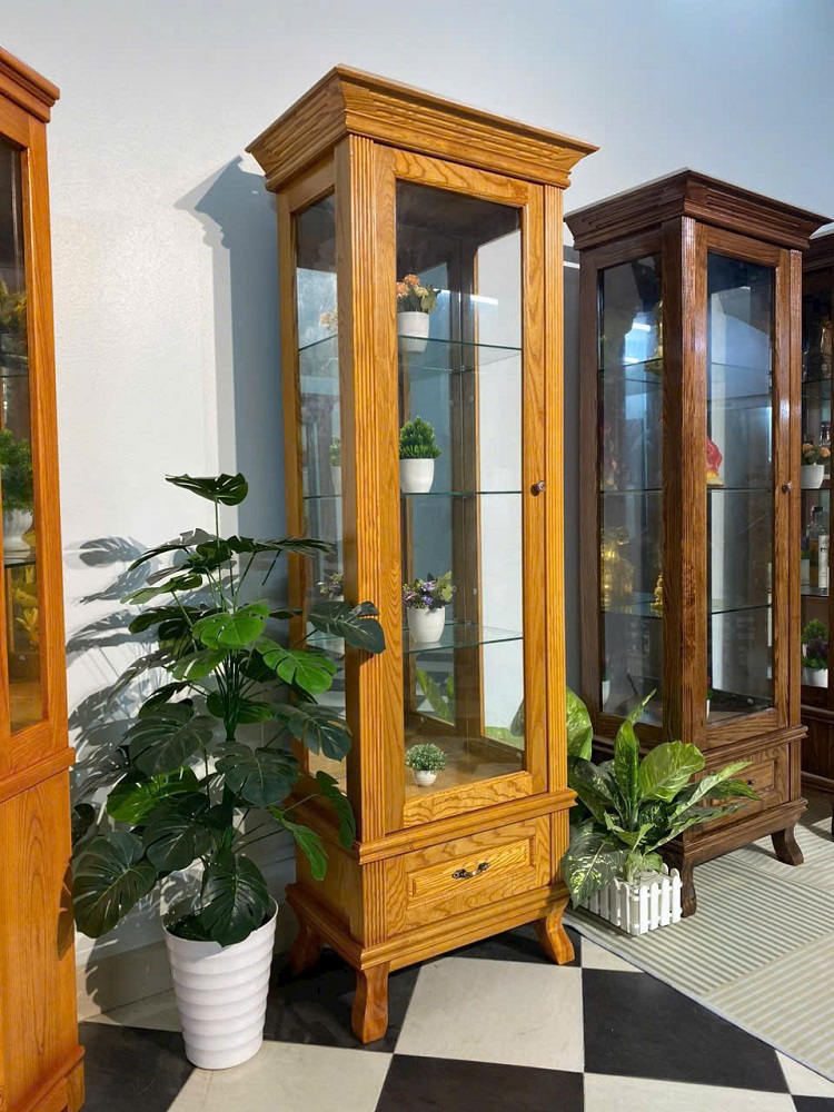 Tủ Rượu - Tủ Ly Vuông Gỗ Sồi Màu Hương TR35