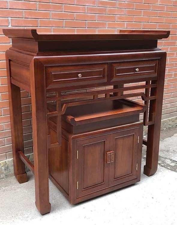 Bàn Thờ Cặp 1m27 Gỗ Gụ Lào Có Tủ Dưới BT33