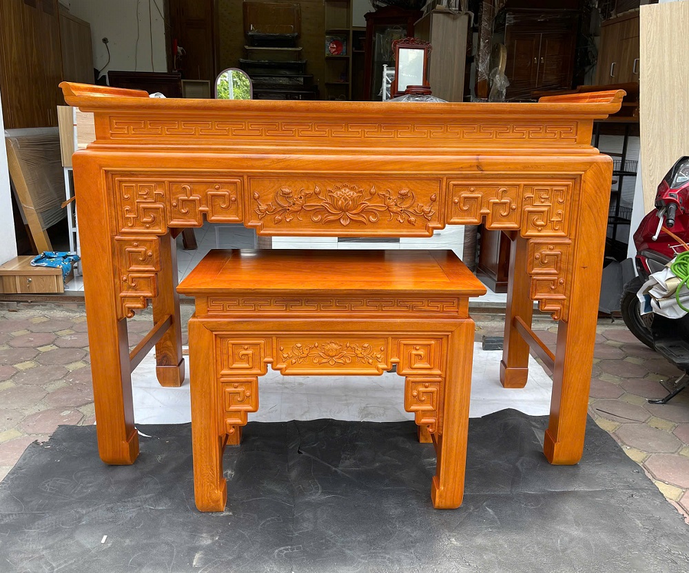 Bàn Thờ Cặp Hiện Đại Gỗ Hương Đá BT42