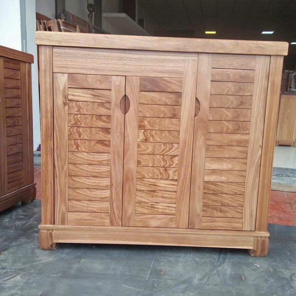Tủ Giầy Gỗ hương xám 3 Cánh Dài 1m TG3