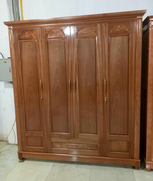 Tủ Quần Áo Gỗ Xoan Đào 3 Buồng 4 Cánh TA156