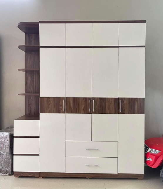 Tủ Quần Áo 4 Cánh 2 Tầng Gỗ Sồi - Xoan - Hương MDF34